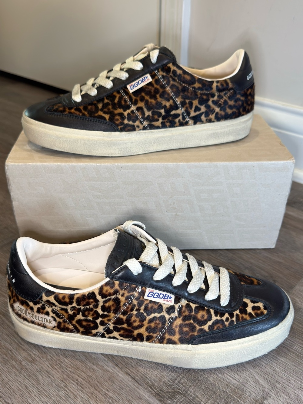 Golden Goose Soul Star Leopard Horsy Upper Calf Hair Leather Sneakers